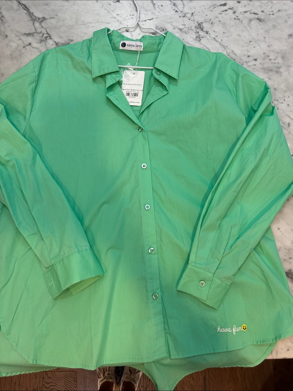 Caryn Lawn Women’s Mint Green Button-Down Shirt
